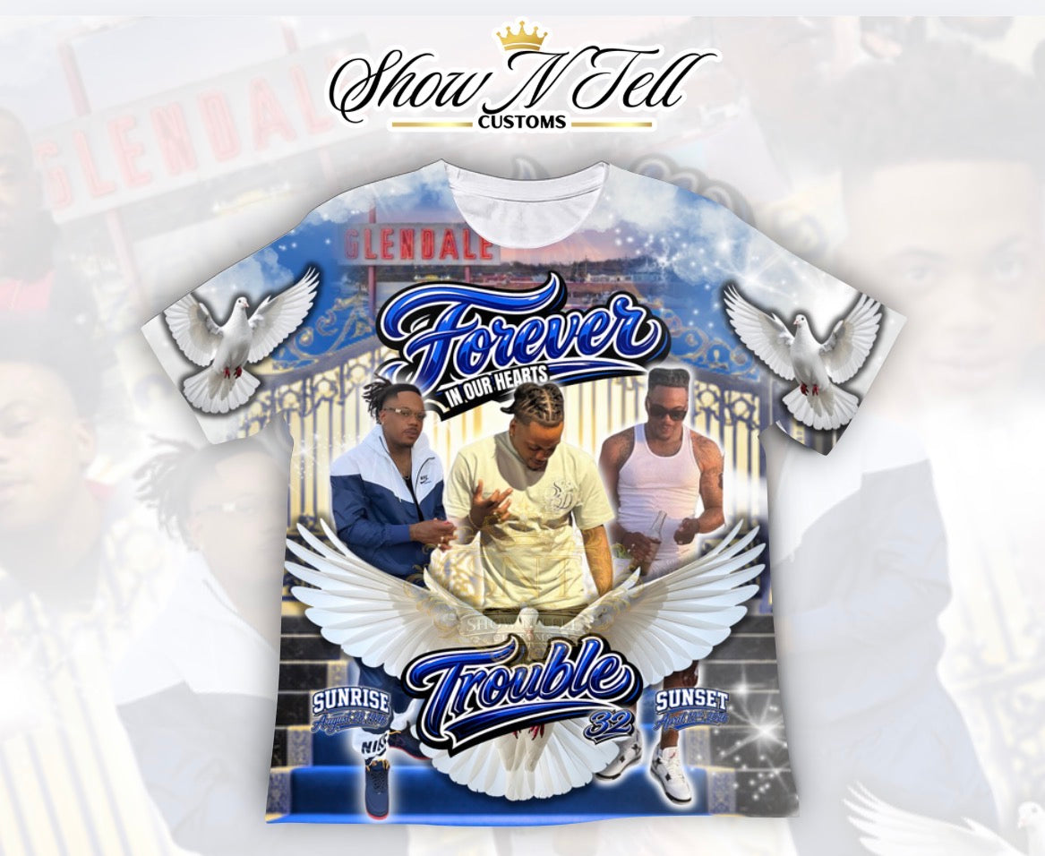 Trouble 3d all over/full bleed shirt