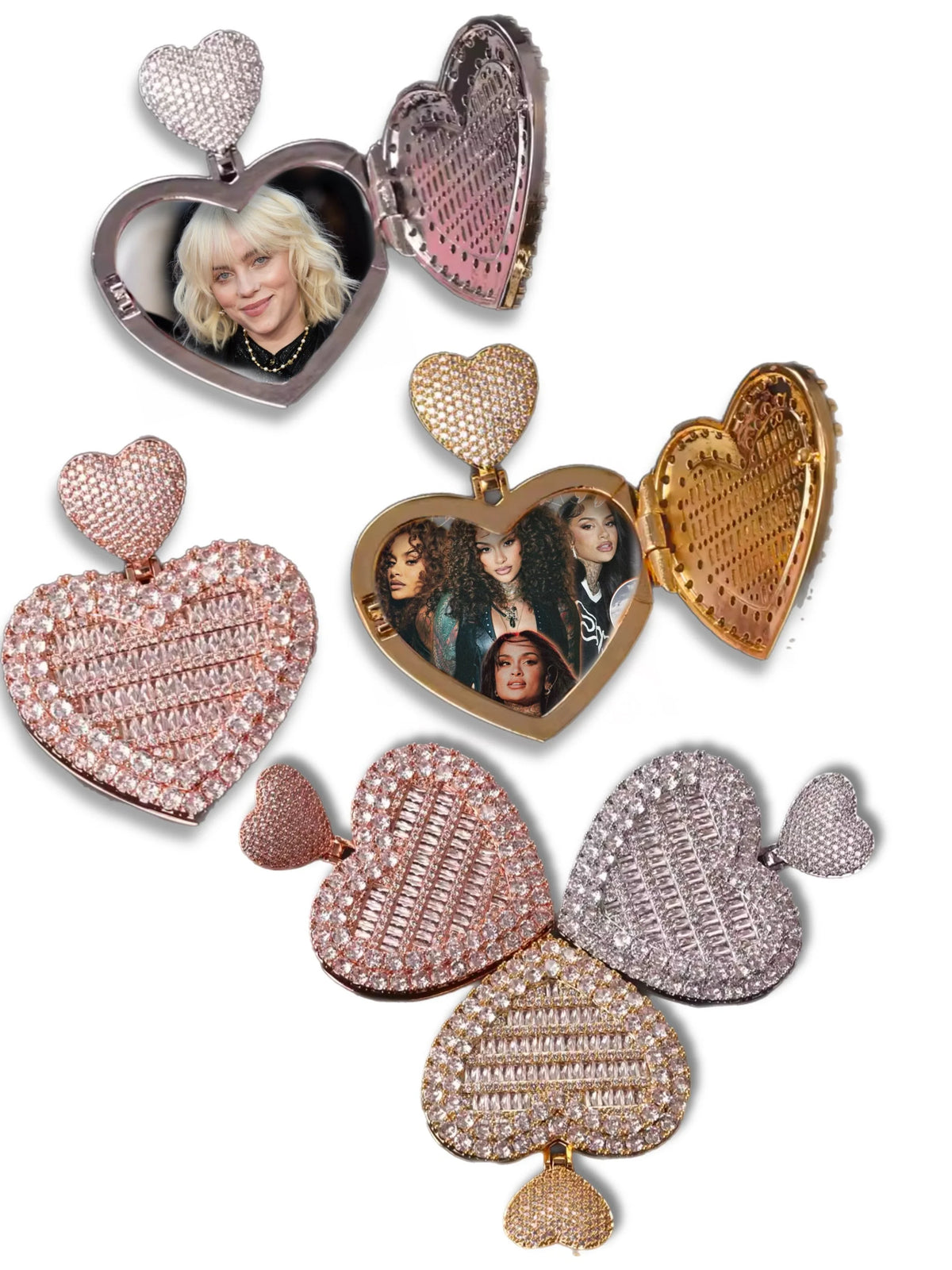 Custom luxury heart photo locket necklace
