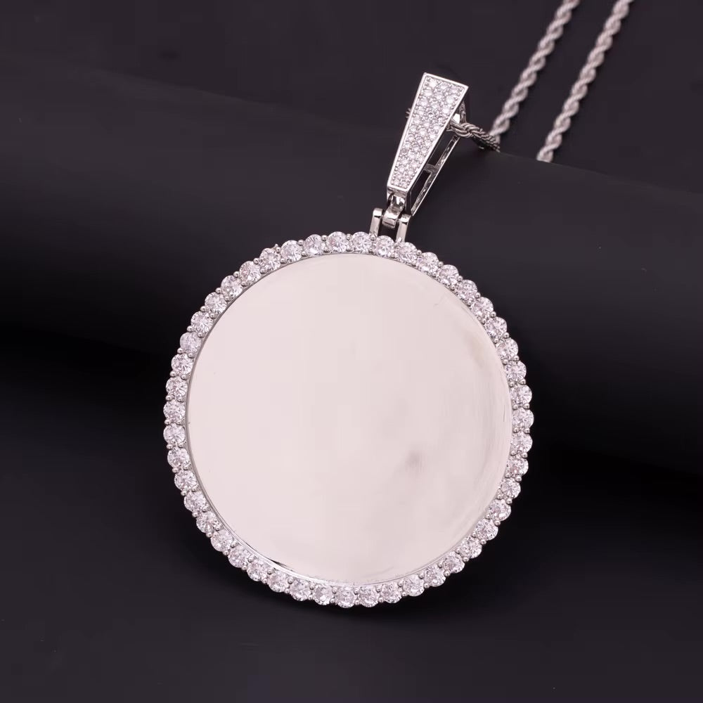 Custom XL CIRCLE triangle style bail Premium luxury photo necklace