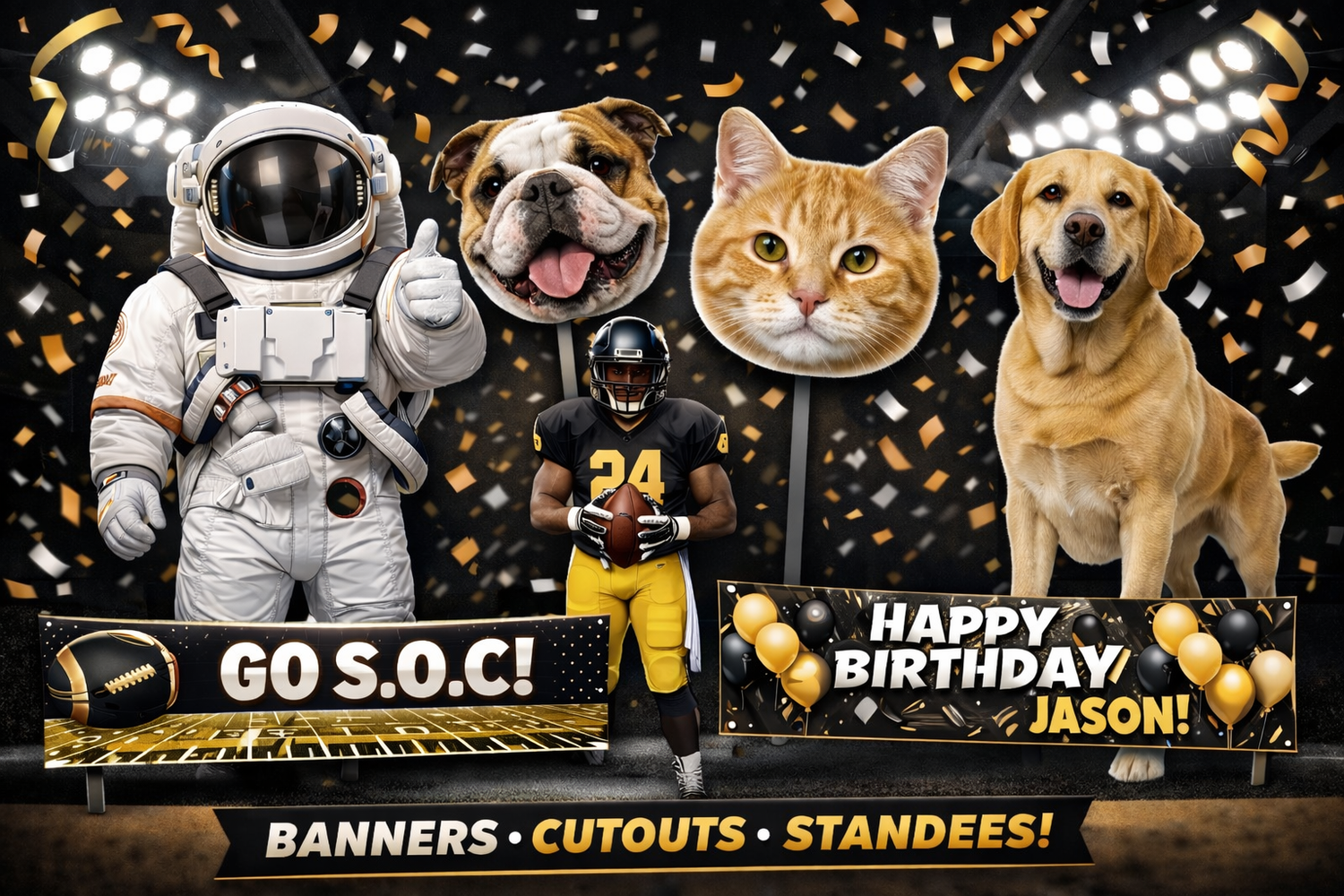 Banner signage cutouts