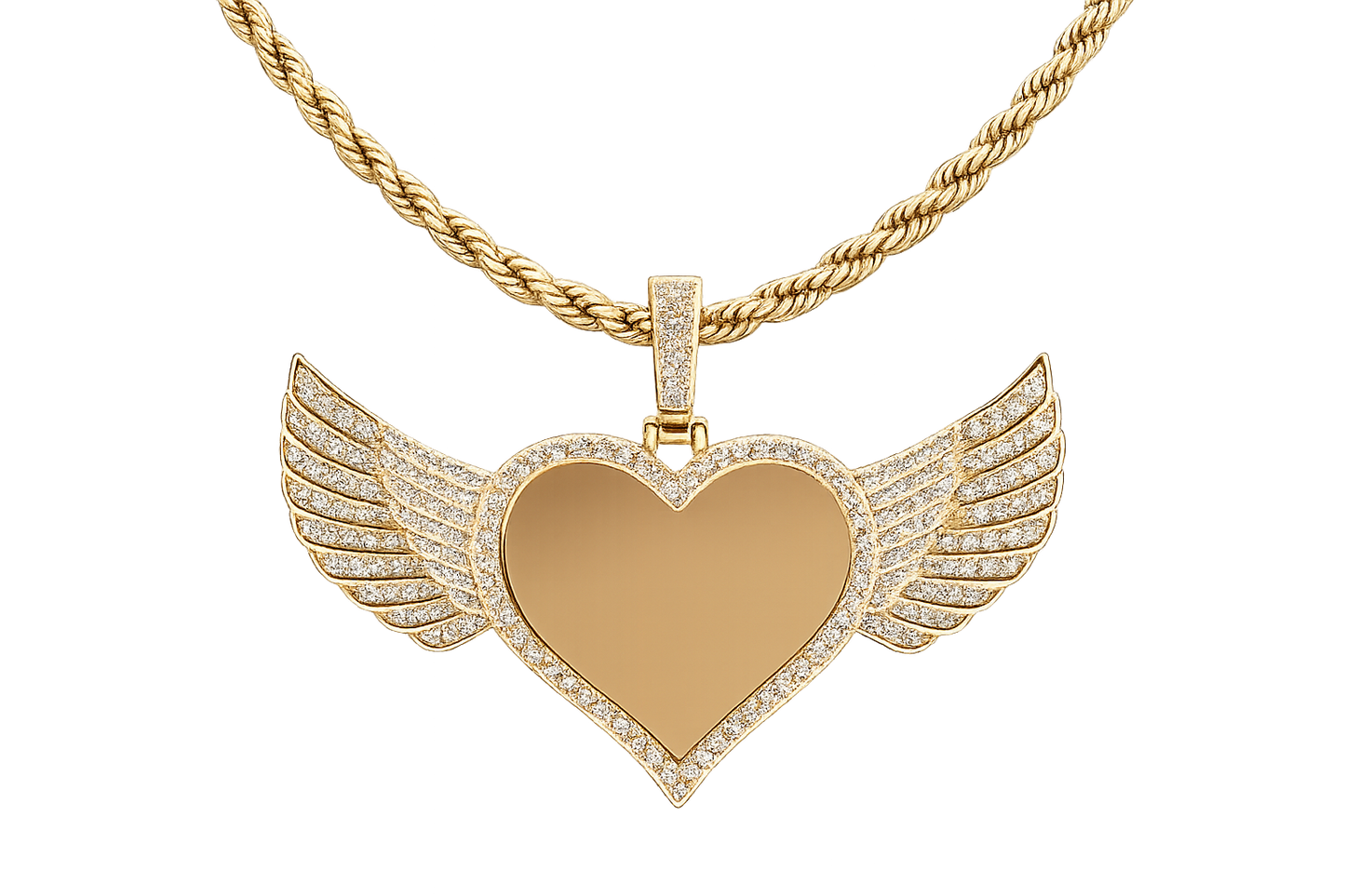 Custom Premium luxury angel wing photo necklace FREE led gift light box & adjustable tennis necklace