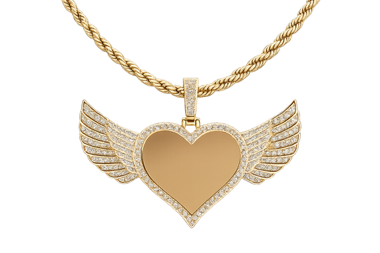 Custom Premium luxury angel wing photo necklace FREE led gift light box & adjustable tennis necklace