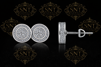Round Pavé Diamond Stud Earrings – Screw Back