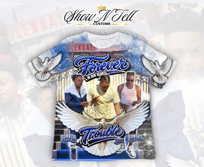 Trouble 3d all over/full bleed shirt