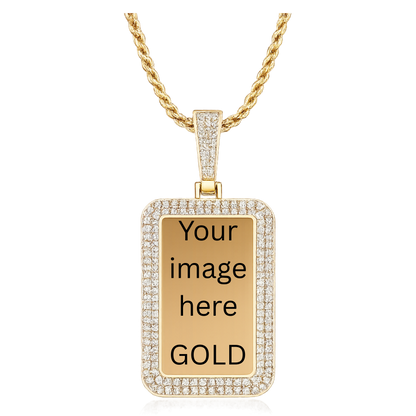 Custom Premium rectangular (dog tag) luxury photo necklace