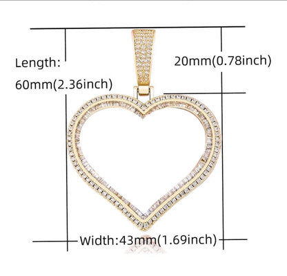 Custom luxury heart photo necklace