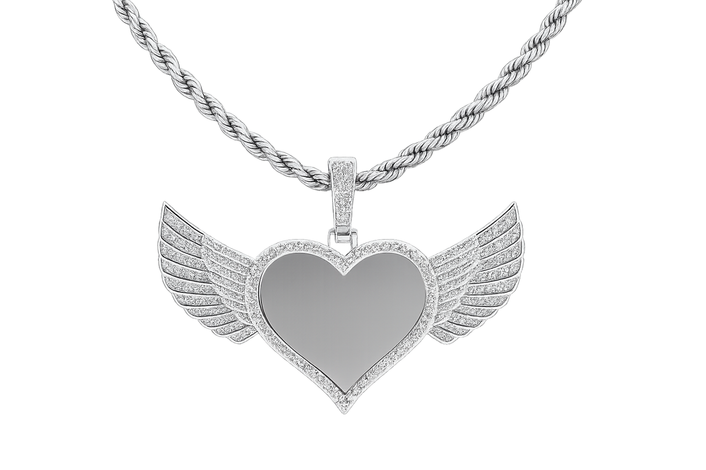 Custom Premium luxury angel wing photo necklace FREE led gift light box & adjustable tennis necklace