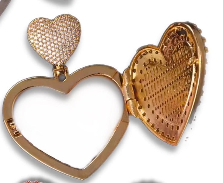 Custom luxury heart photo necklace