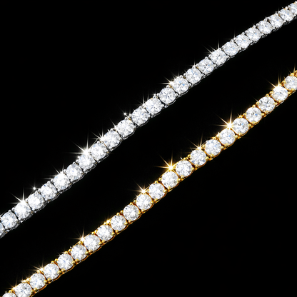 Tennis Necklace - 4mm Iced Out Diamond Tennis Chain 5A Cubic Zirconia Necklace - 18K/White Gold Plated Flat Tennis Necklace for Women and Men Size
