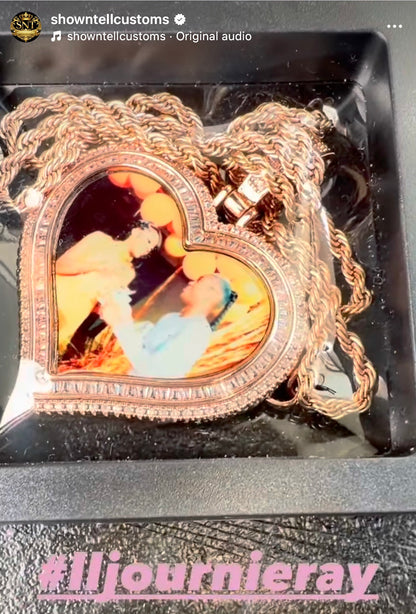 Rose gold  luxury heart photo necklace  FOREVER JOURNIE w/ free tennis necklace