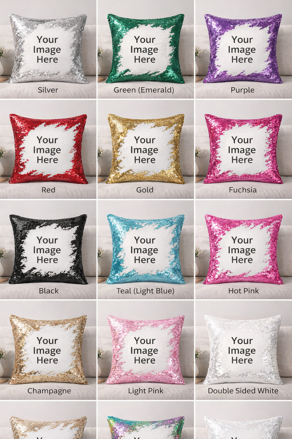 Custom Photo Sequin Pillow Case