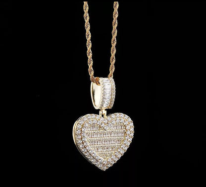Custom luxury heart photo necklace